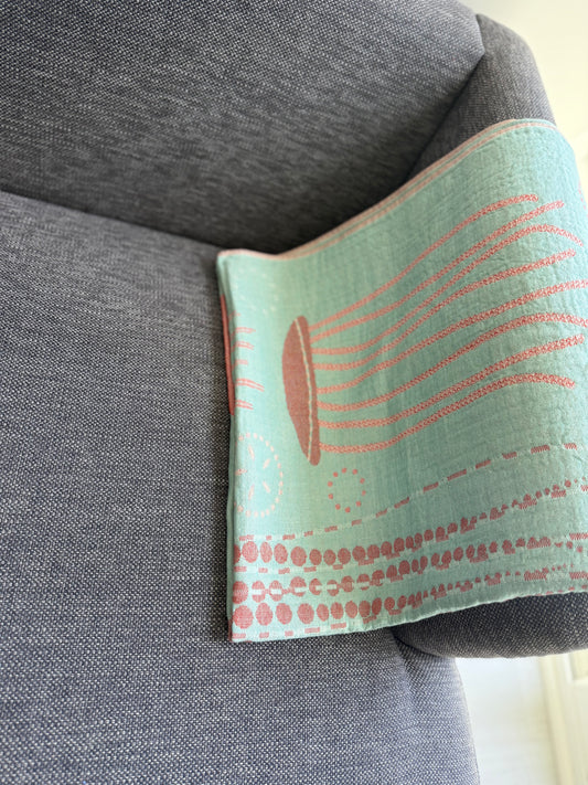 100% cotton Jelly Fish towel/throw, Coral & Turquoise
