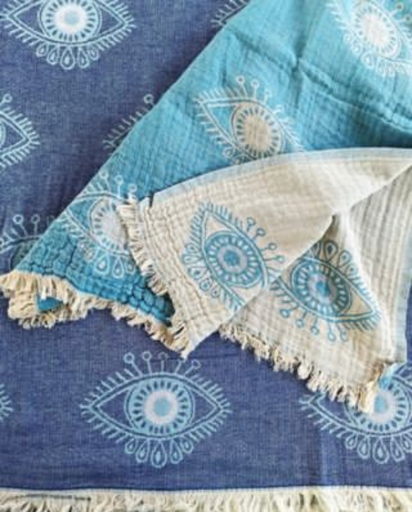 Turkish Towel/Throw - Amulet Blue