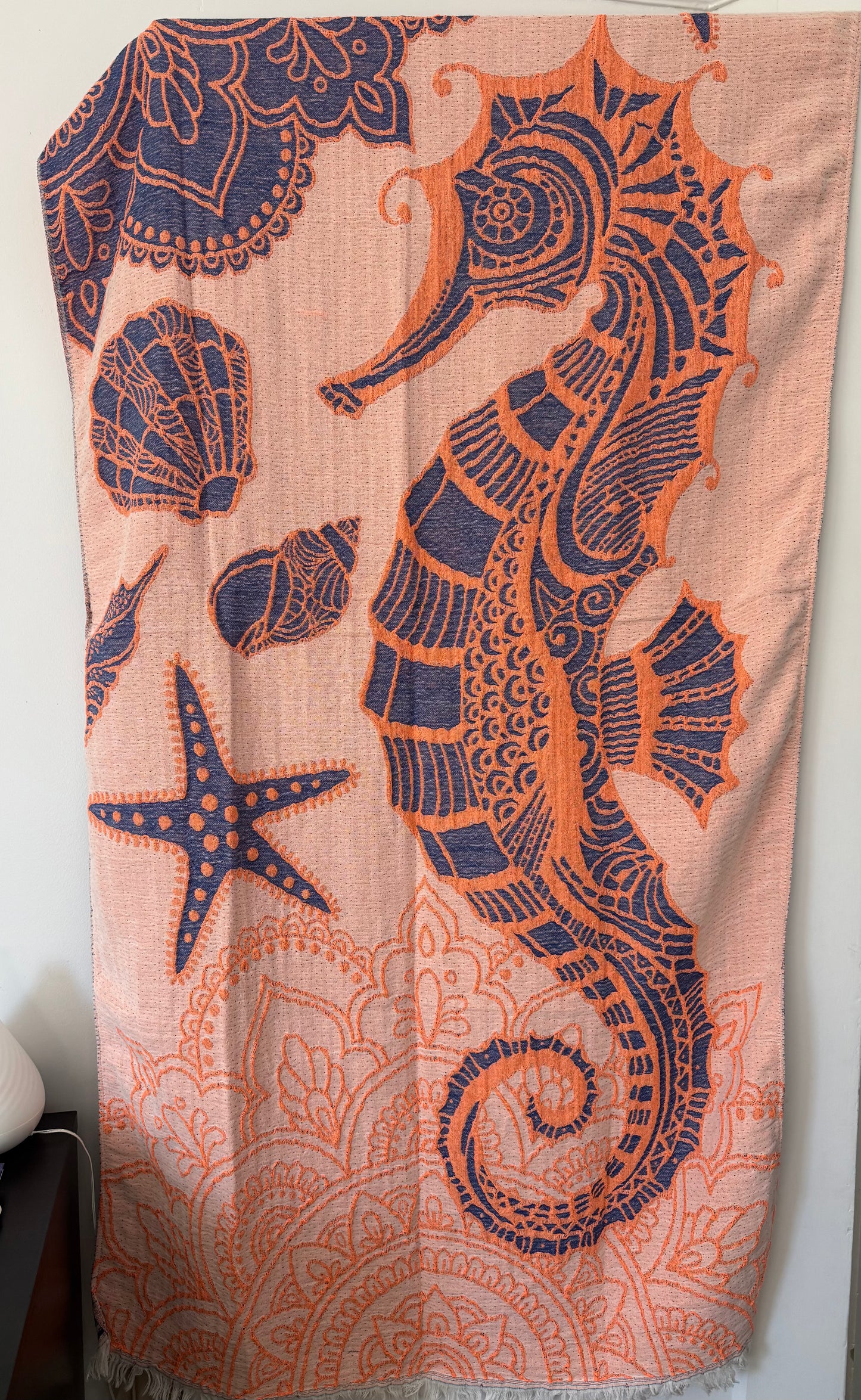 Turkish Towel/Throw - Sea Turtle Gray & Orange