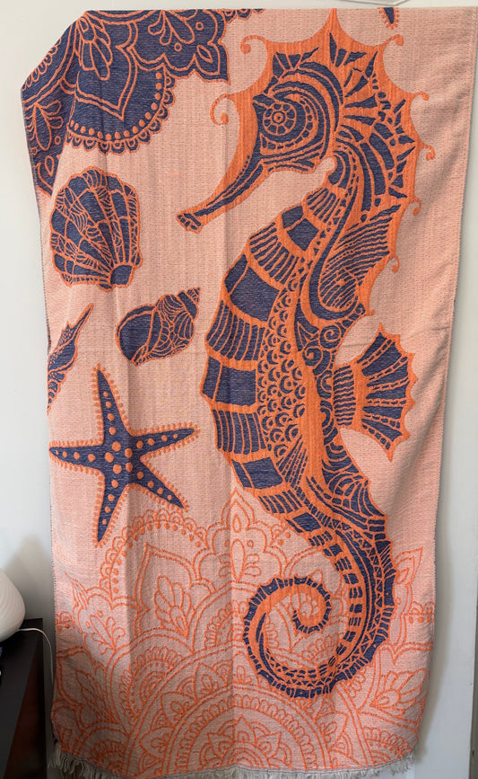 Turkish Towel/Throw - Seahorse