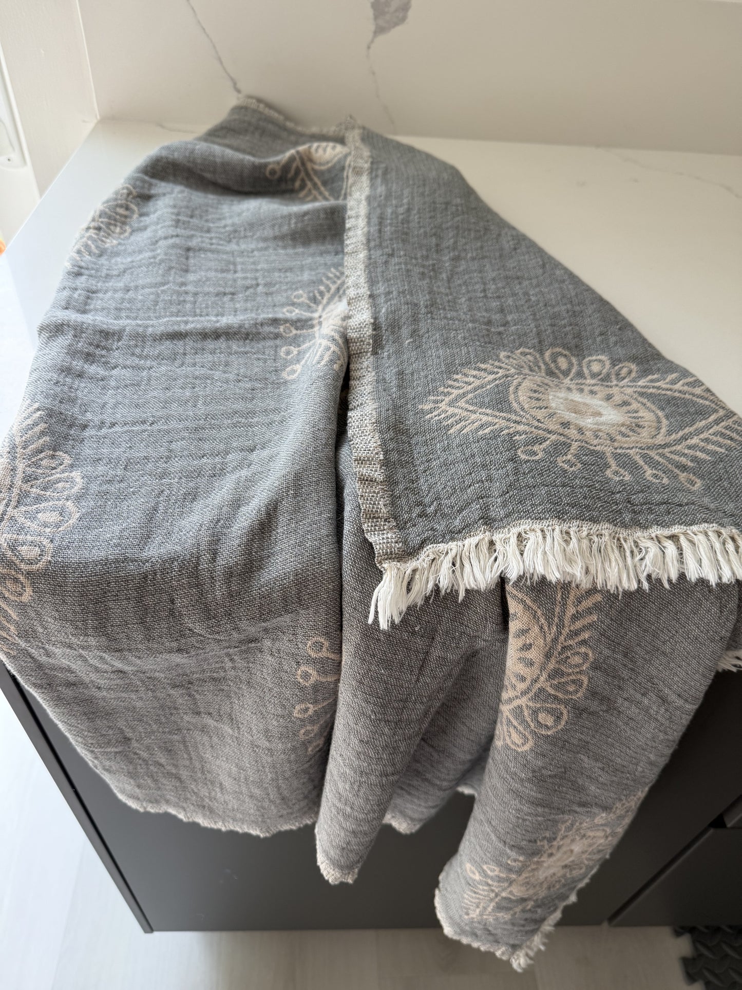 Turkish Towel/Throw - Amulet Light Gray