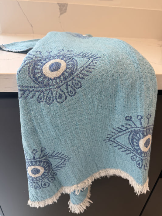 Turkish Towel/Throw - Amulet Light Blue