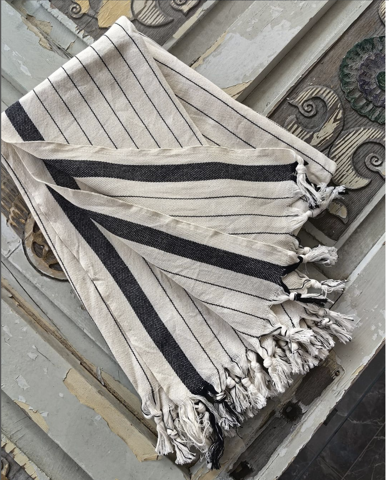 Turkish Towel - Antioch- Black Stripes Large