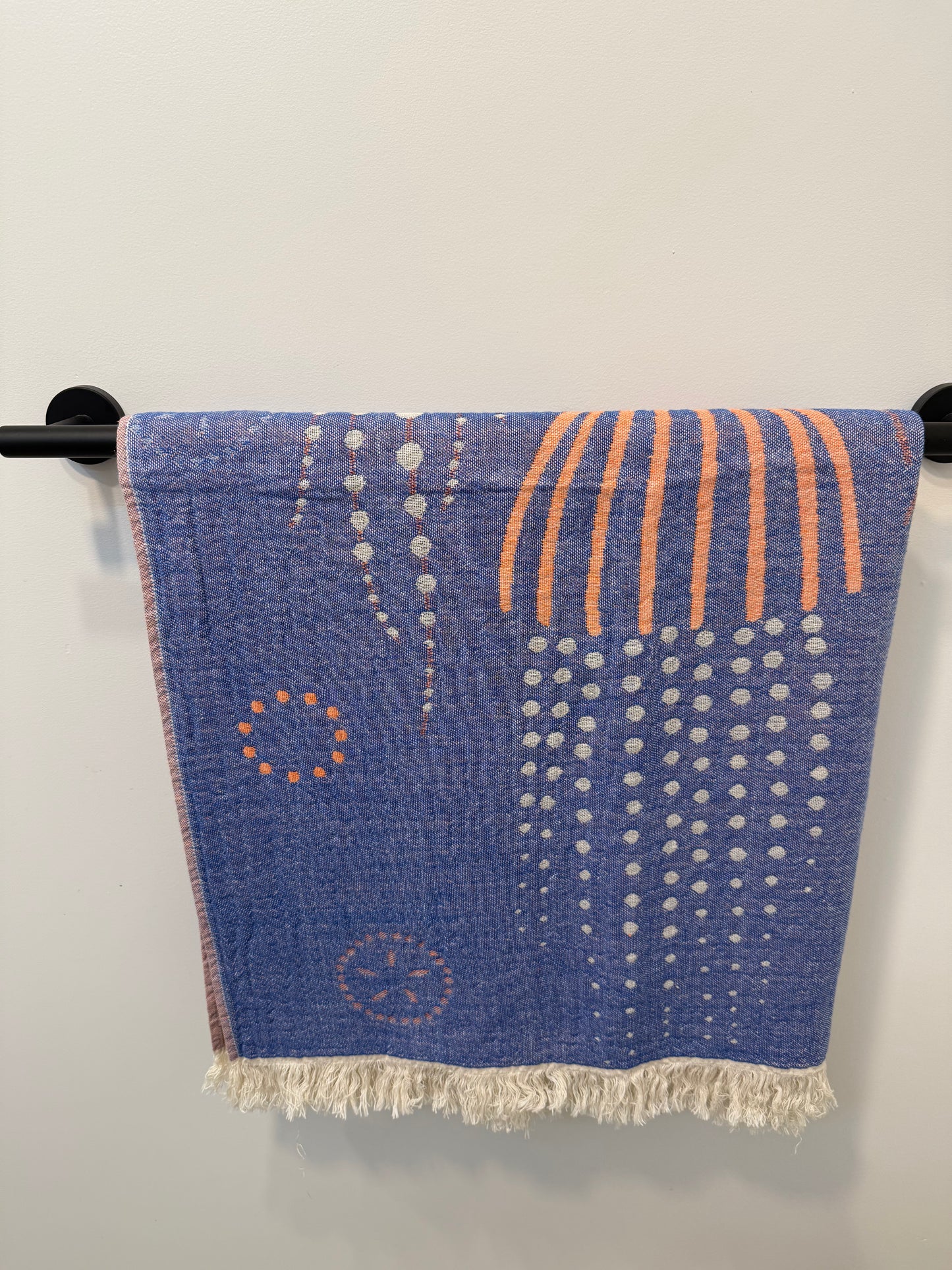 100% cotton Jelly Fish towel/throw, Denim & Orange