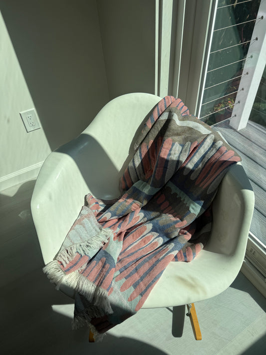 Turkish Towel - Abstract Drops - Pink & Gray