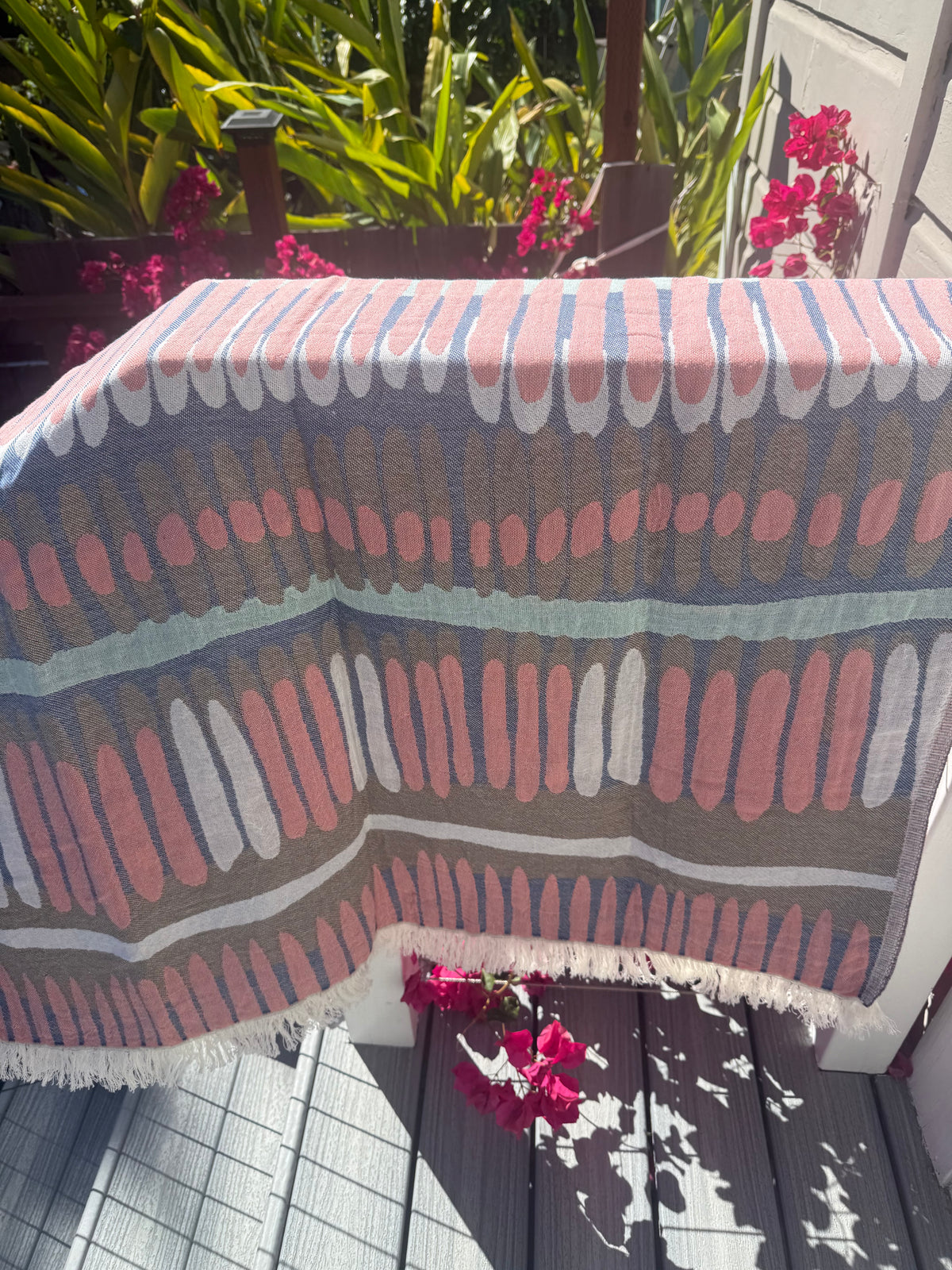 Turkish Towel - Abstract Drops - Pink & Gray