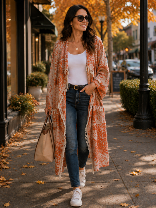 Kaftan Jacket - Orange - 100% cotton