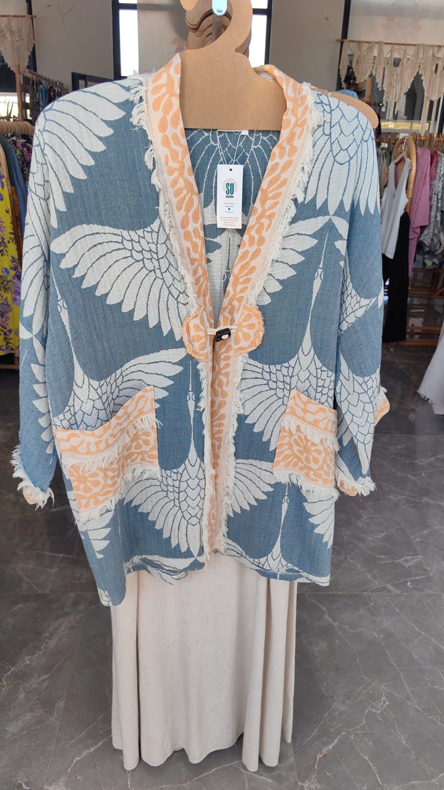 Crane Petroleum Green / Turquoise Blue Jacket - 100% cotton