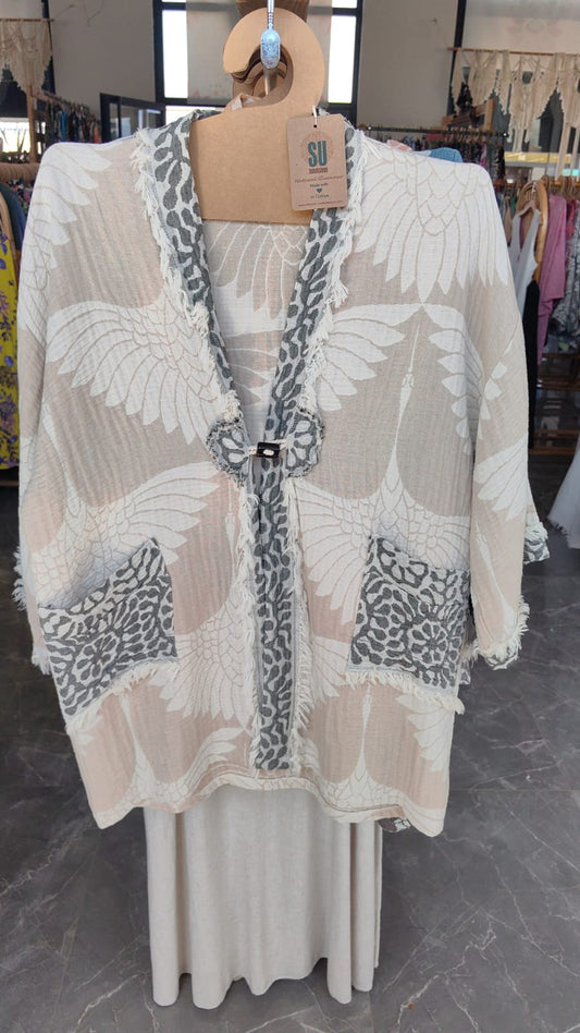 Crane Beige Jacket - 100% cotton muslin
